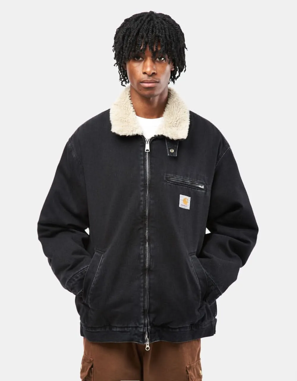 Carhartt WIP Herrald Jacket - Black/Wall (Stone Washed)