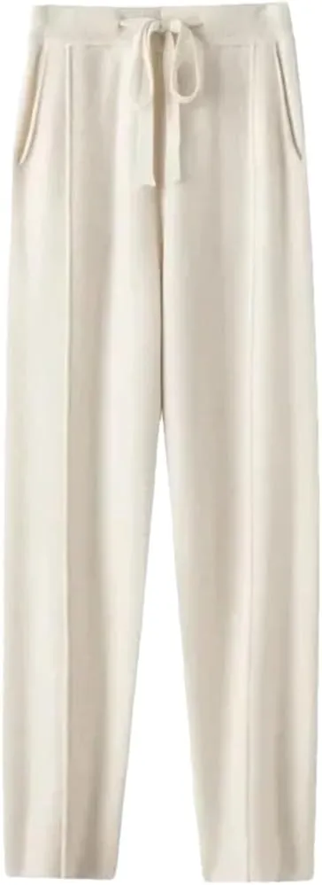 Cashmere Sweatpants Women High Waisted Drawstring Pants Casual Knitted Harem Pants