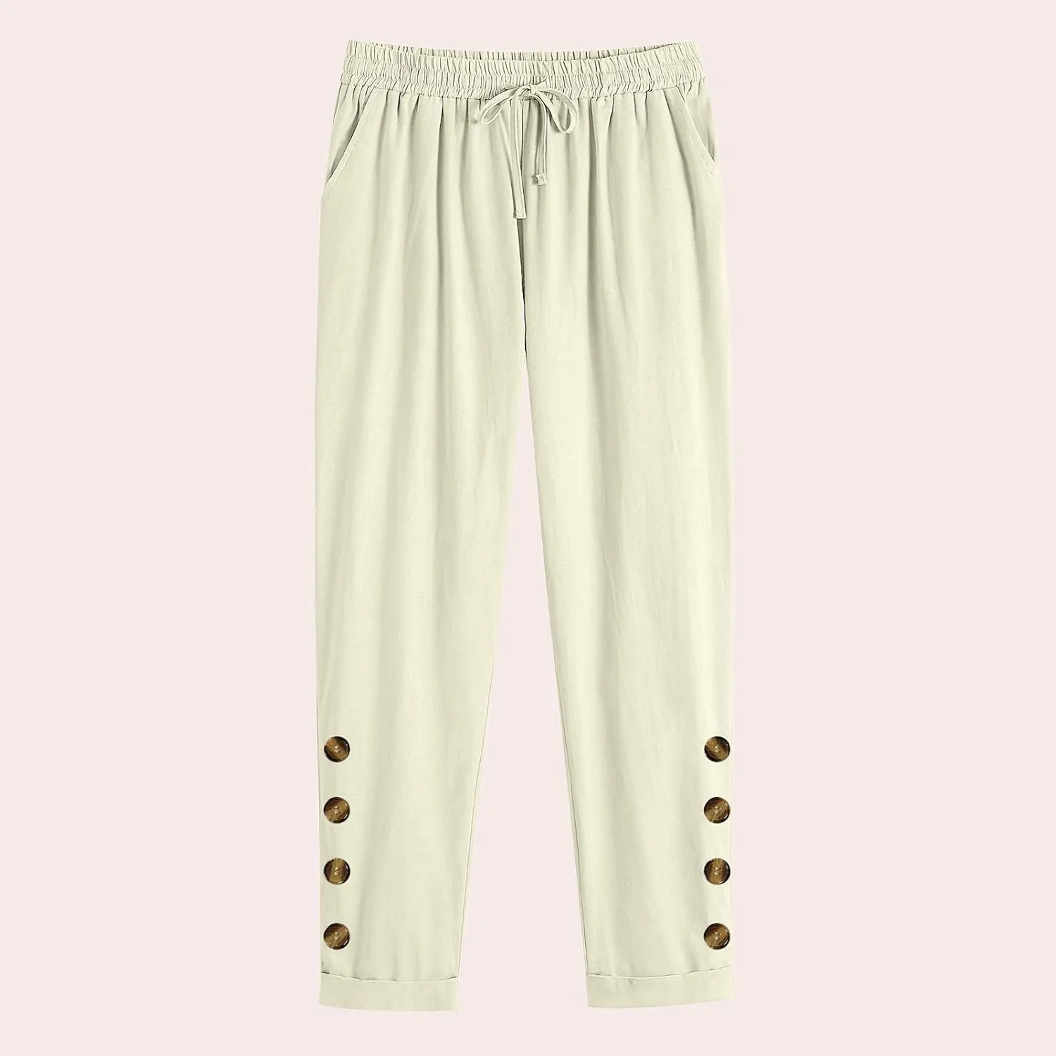 Casual Women's Pants Loose Cotton Linen 2025 Summer Beach Long Trouser Comfy Palazzo High Waisted Slack 2025 Trendy