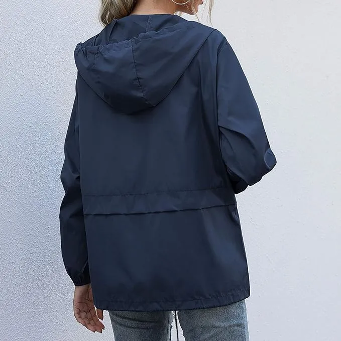 Cdiecer Raincoat For Women Hooded Spring Jackets 2024 Rain Jackets Adjustable Rain Coats Waterproof Windbreaker