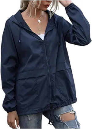 Cdiecer Raincoat For Women Hooded Spring Jackets 2024 Rain Jackets Adjustable Rain Coats Waterproof Windbreaker