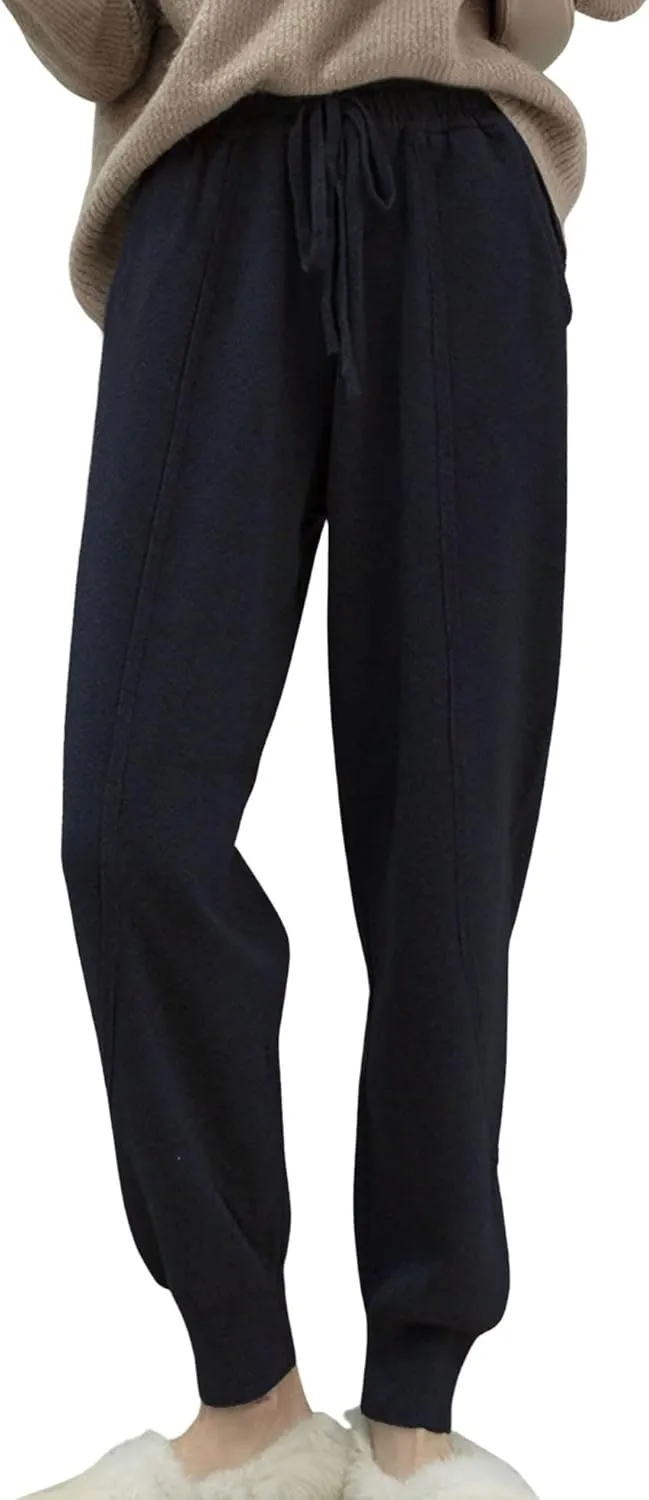 CHARTOU Women Casual Elastic Waist Lounge Pants Jogger Workout Sweatpants Harem Pants with Pockets