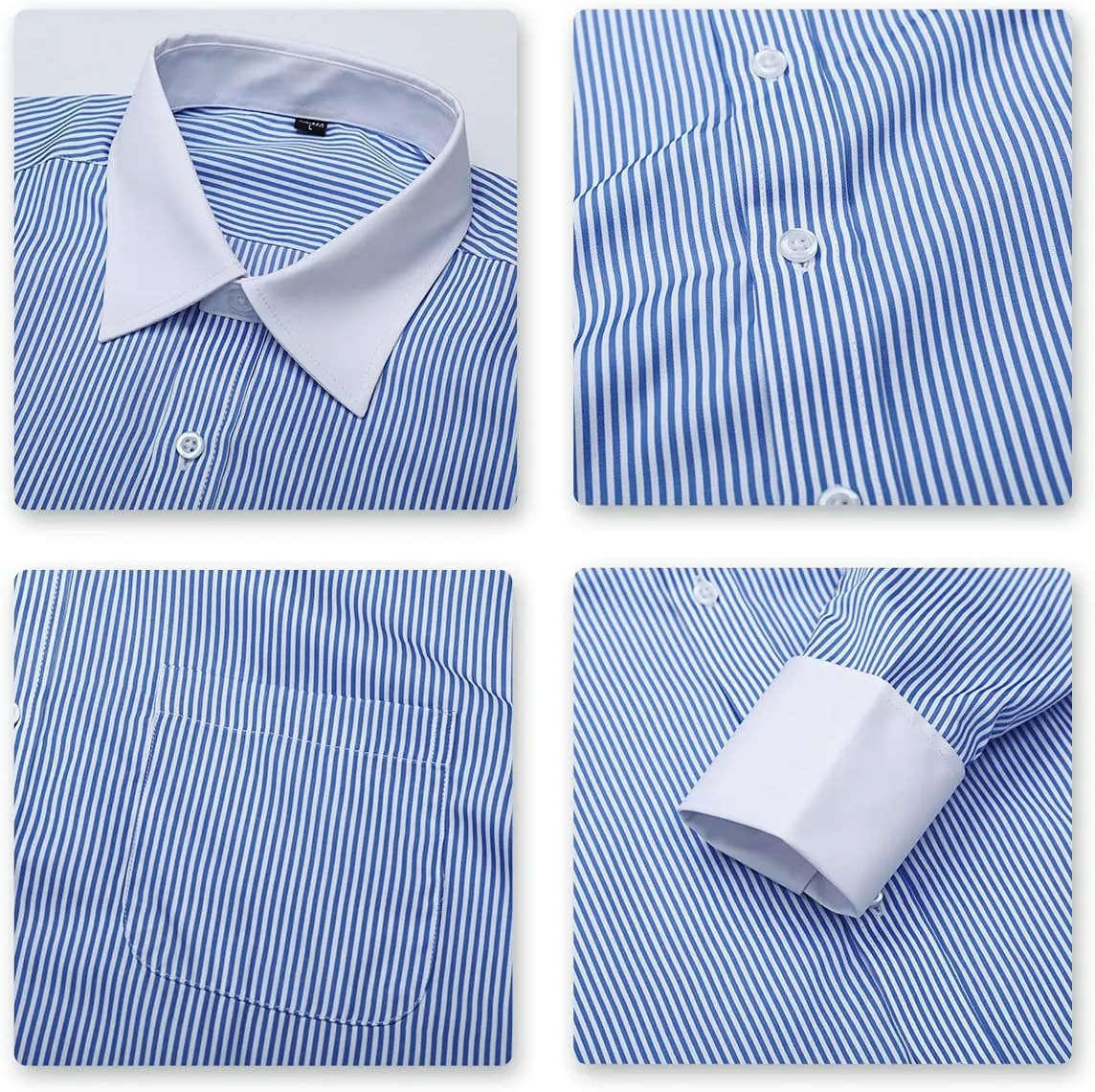 Cloudstyle Men's Dress Shirt Slim Fit Button Down Stripe Checked Shirt