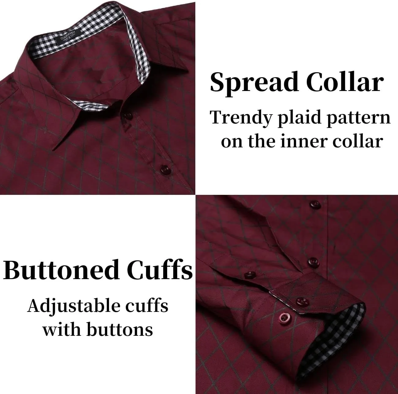 COOFANDY Men's Business Dress Shirt Long Sleeve Slim Fit Casual Button Down Shirt