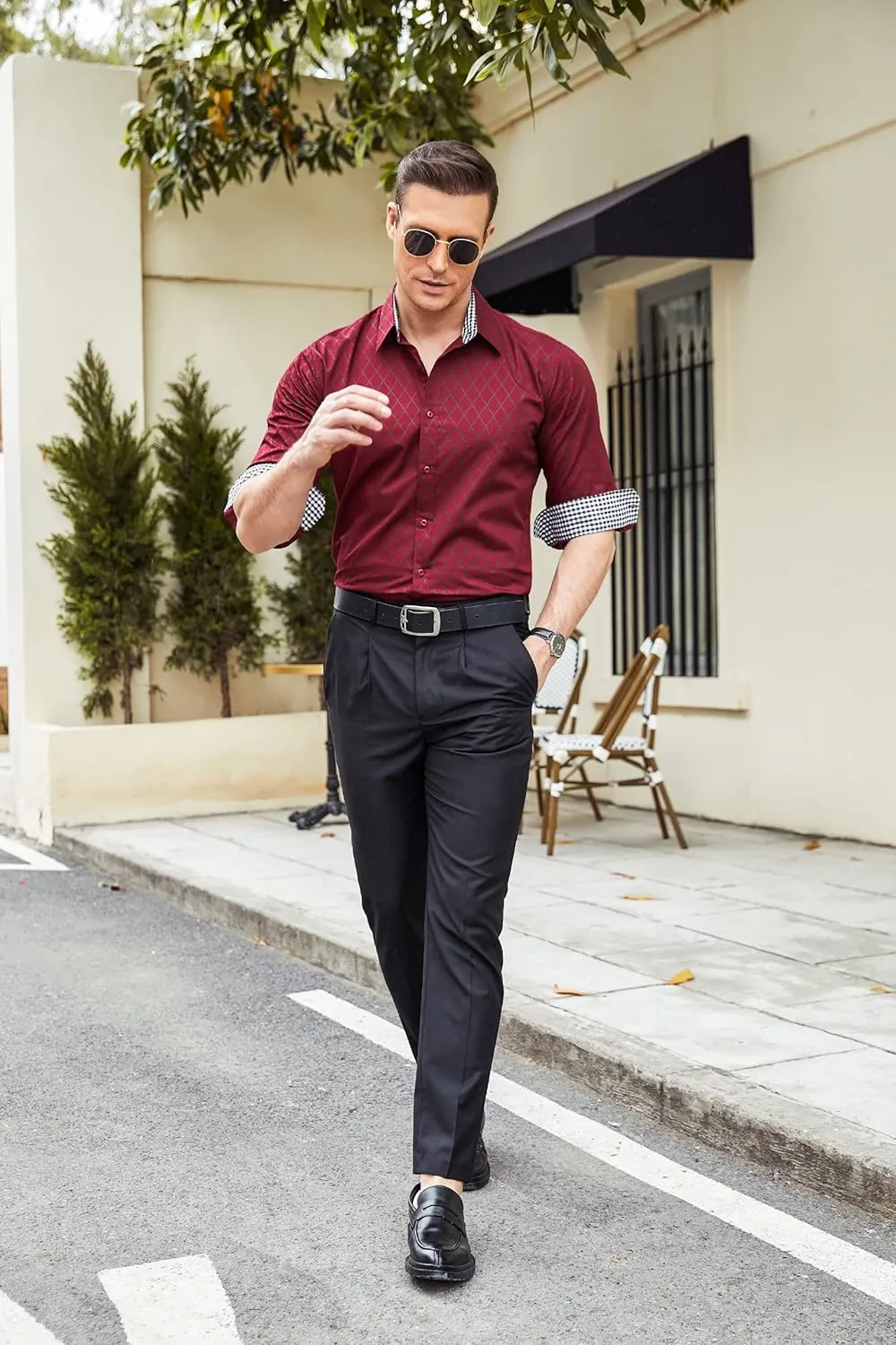 COOFANDY Men's Business Dress Shirt Long Sleeve Slim Fit Casual Button Down Shirt