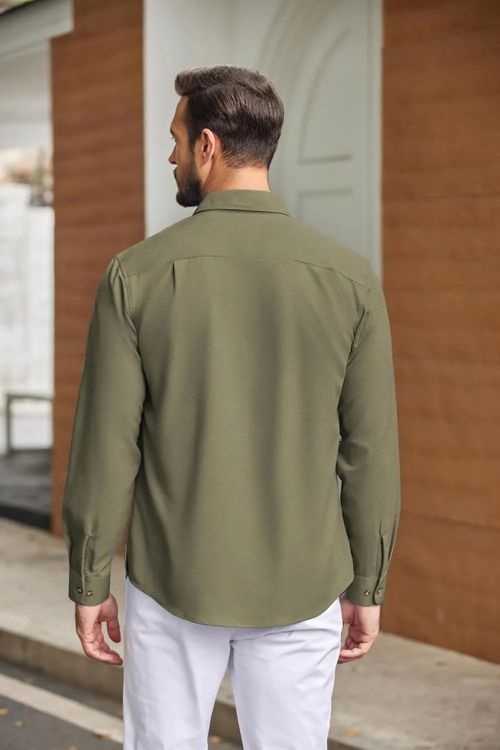 COOFANDY Mens Casual Button Down Shirts Long Sleeve Wrinkle-Free Shirt Lightweight Shirt Jacket