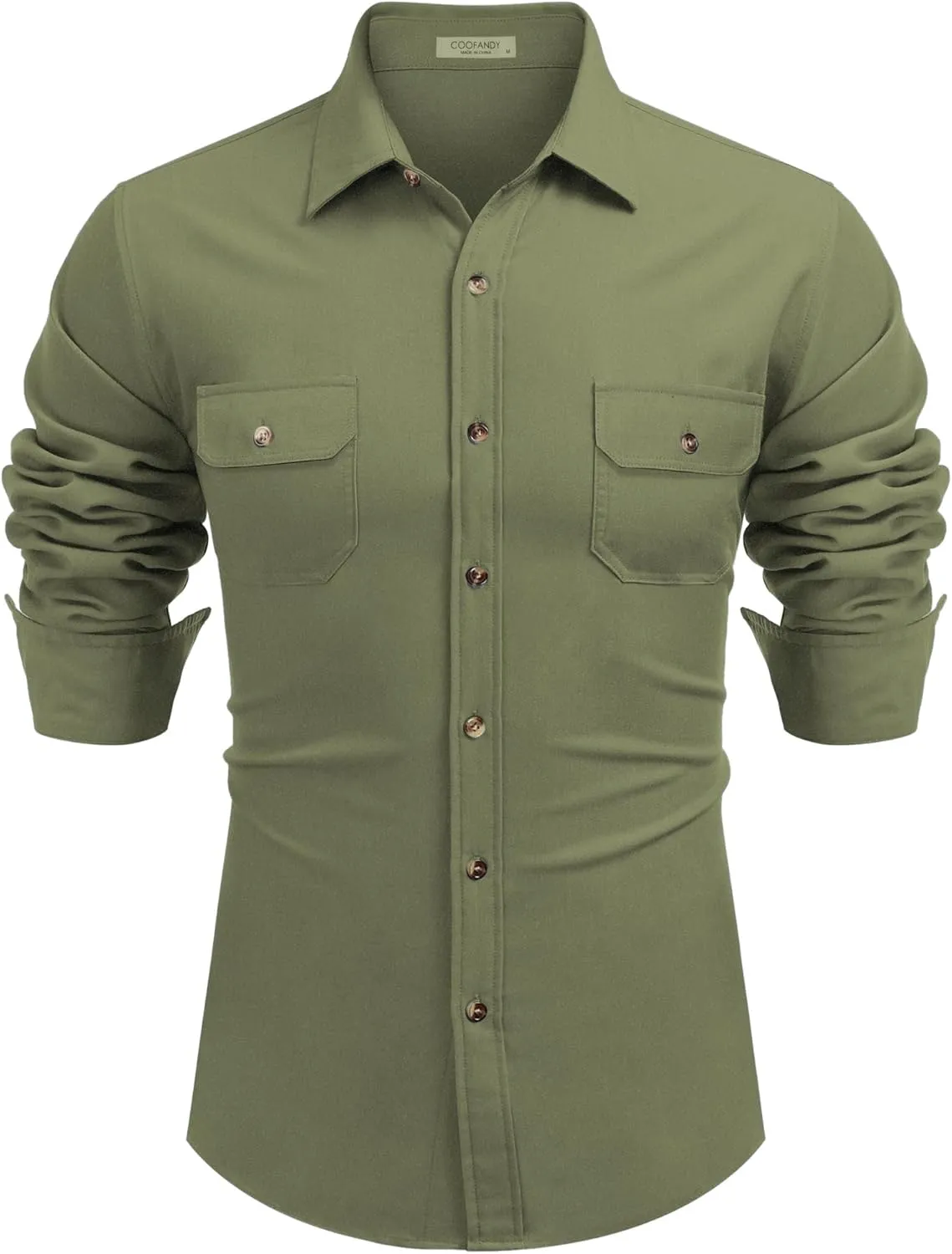 COOFANDY Mens Casual Button Down Shirts Long Sleeve Wrinkle-Free Shirt Lightweight Shirt Jacket