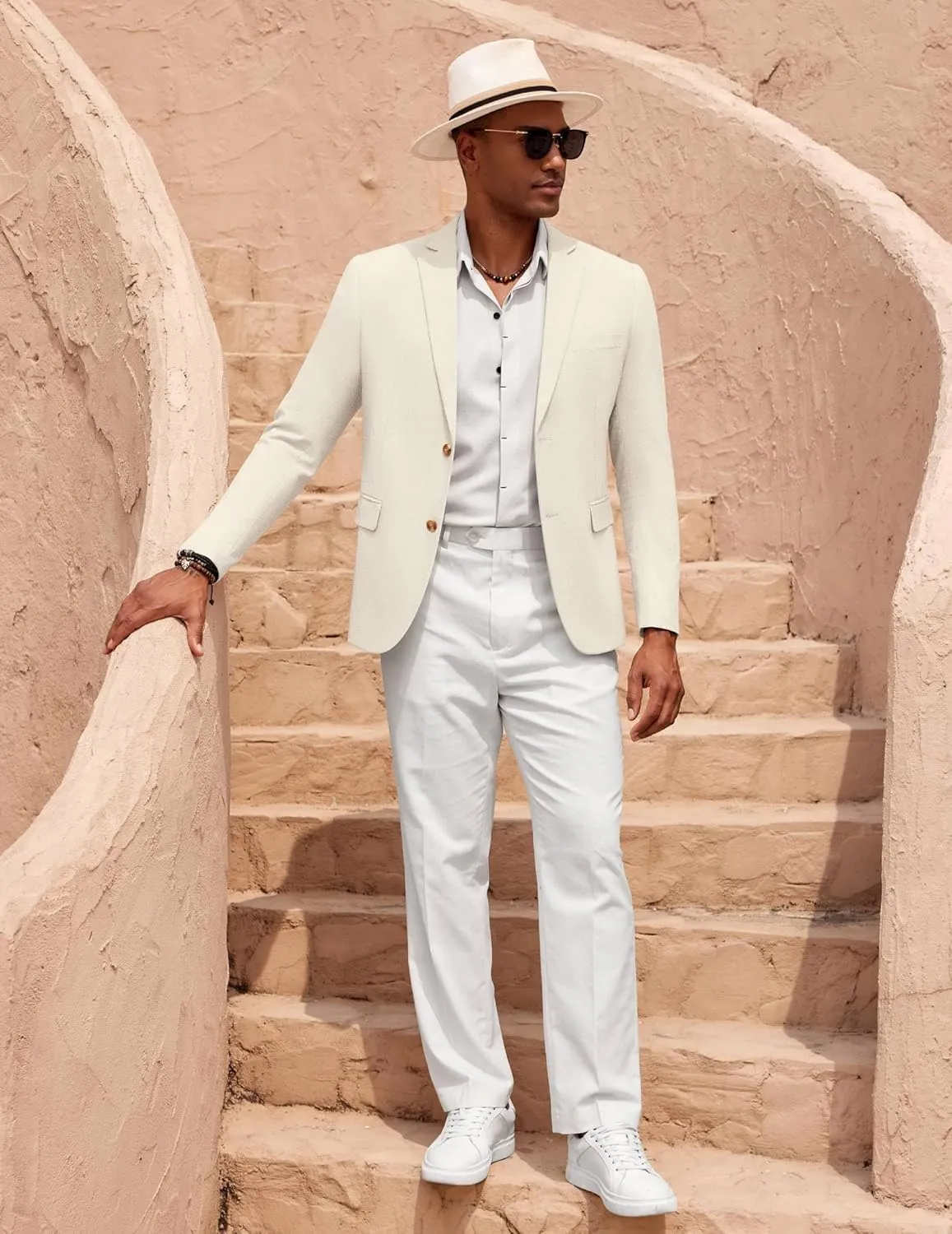 COOFANDY Mens Casual Cotton Linen Blazer Lightweight Linen Sport Coat Two Button Suit Jacket