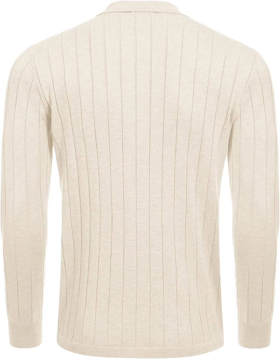 COOFANDY Men's Casual Knit Polo Shirts Long Sleeve Button Down Sweater Polo Ribbed Cardigan Sweater with Pocket