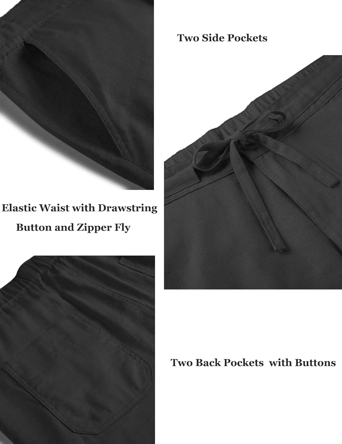COOFANDY Men's Casual Linen Pants Elastic Waist Drawstring Yoga Beach Pants Lightweight Loose Fit Trousers with Pockets