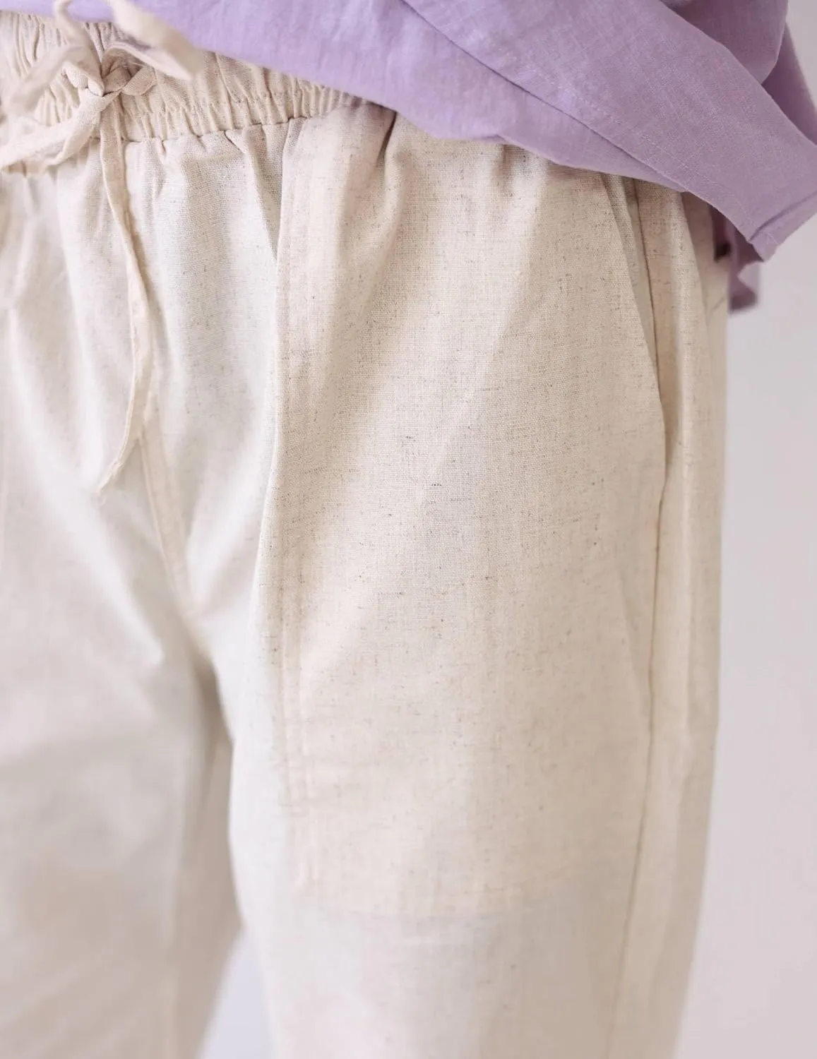 COOFANDY Mens Casual Linen Pants Elastic Waist Linen Pants Drawstring Summer Beach Yoga Linen Trouser