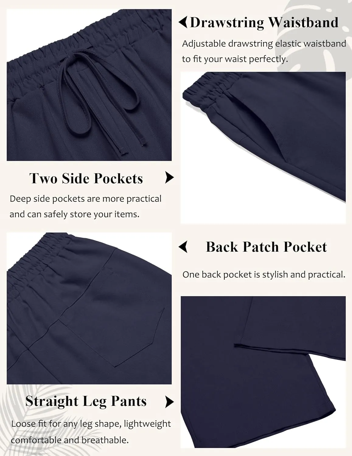 COOFANDY Men's Casual Linen Pants Loose Fit Elastic Waist Drawstring Lightweight Pant Summer Beach Trousers