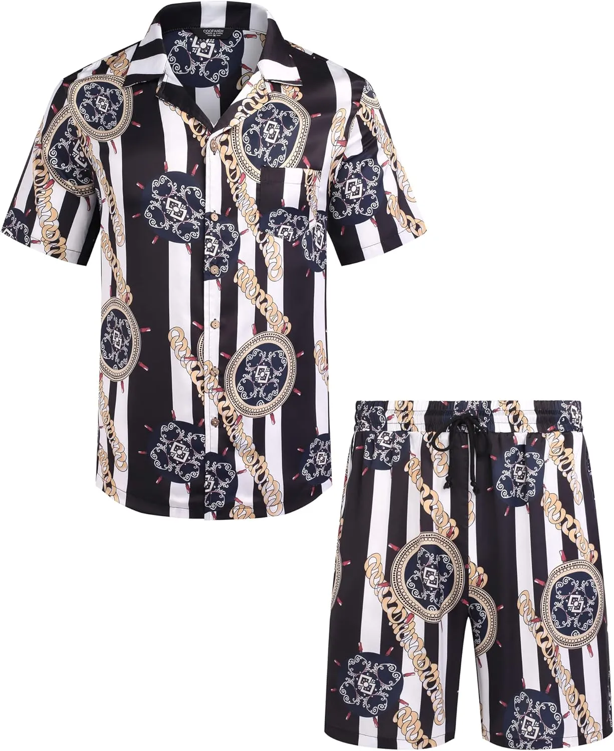 COOFANDY Mens Hawaiian Shirt and Shorts Set 2 Piece Vacation Outfits Floral Button Down Shirt