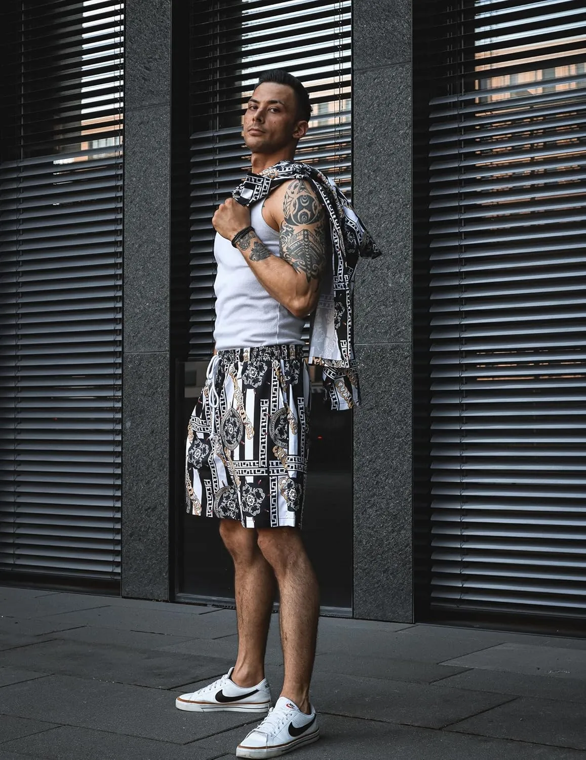 COOFANDY Mens Hawaiian Shirt and Shorts Set 2 Piece Vacation Outfits Floral Button Down Shirt