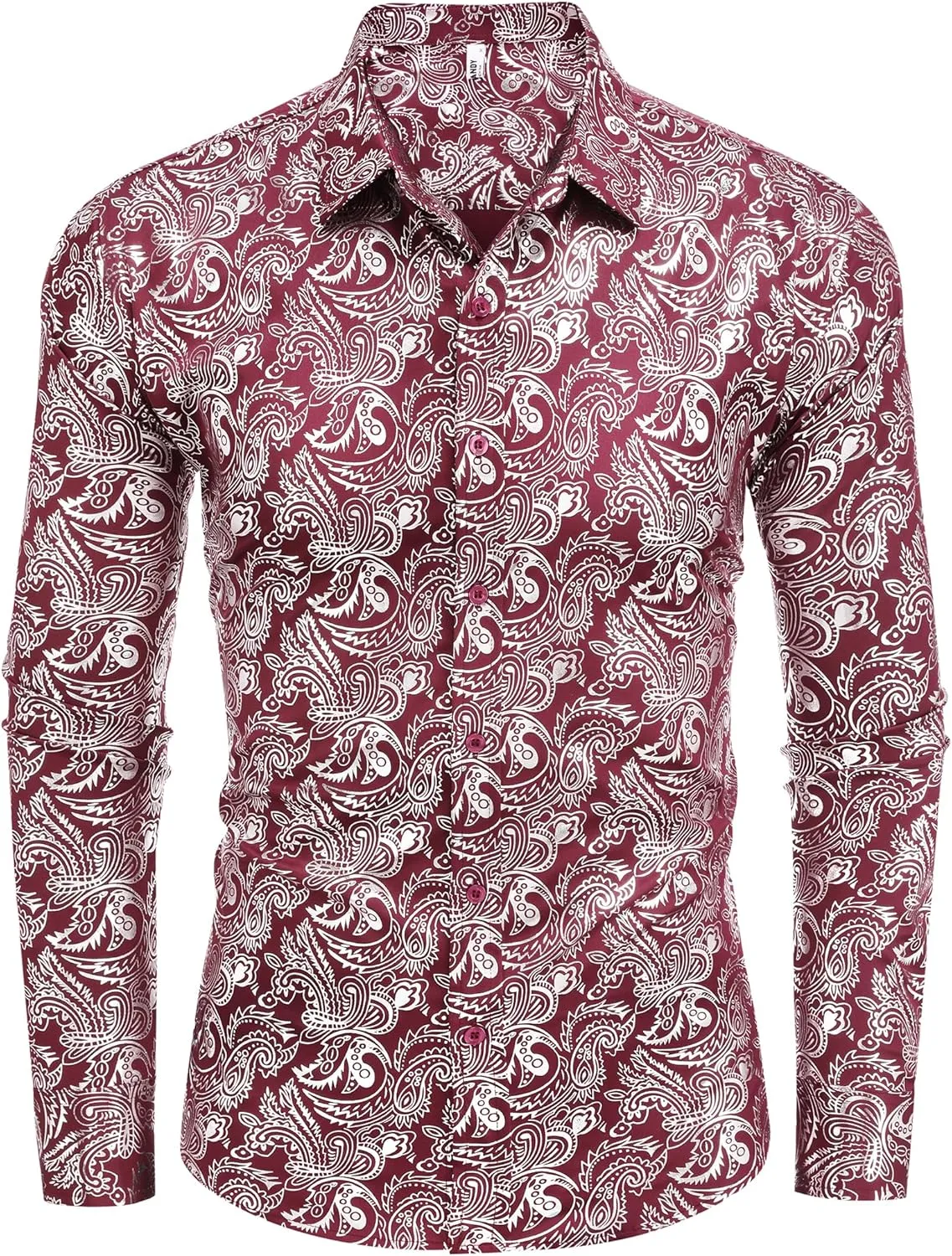 COOFANDY Men's Rose Shiny Shirt Luxury Flowered Printed Button Down Shirt