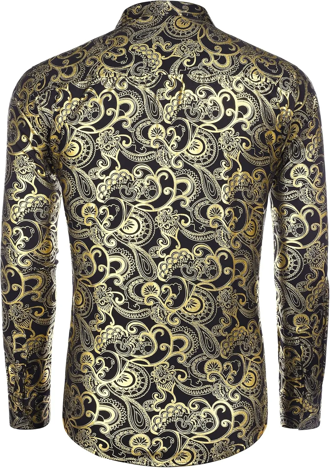 COOFANDY Men's Rose Shiny Shirt Luxury Flowered Printed Button Down Shirt