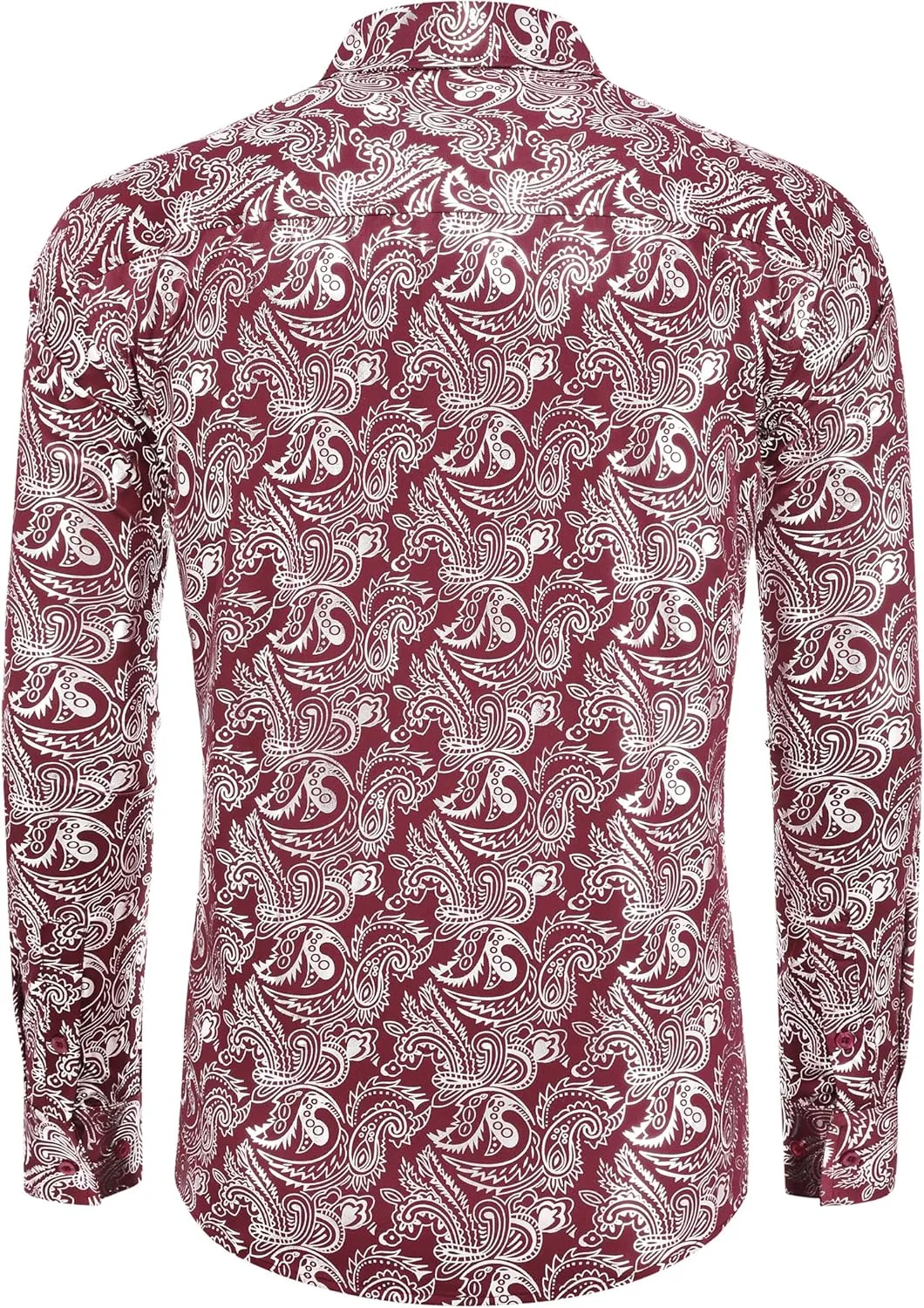 COOFANDY Men's Rose Shiny Shirt Luxury Flowered Printed Button Down Shirt