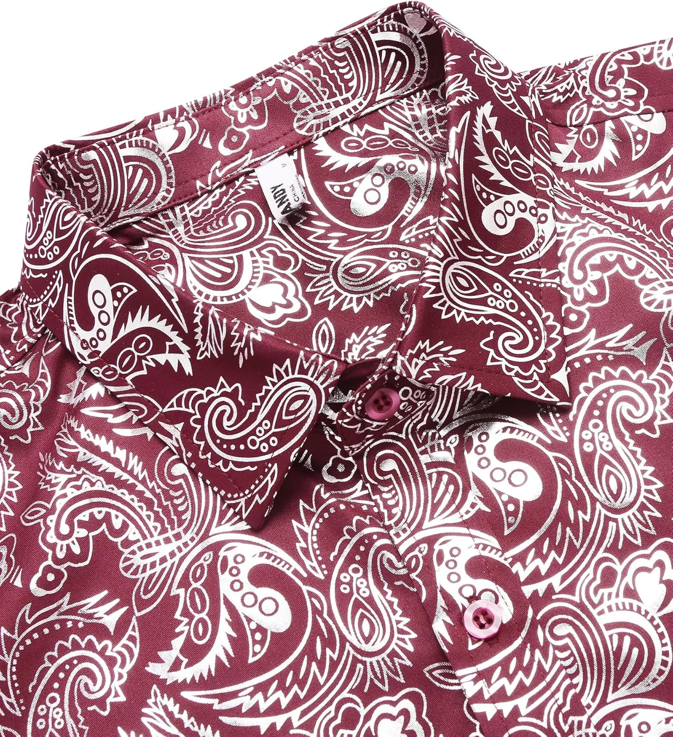 COOFANDY Men's Rose Shiny Shirt Luxury Flowered Printed Button Down Shirt