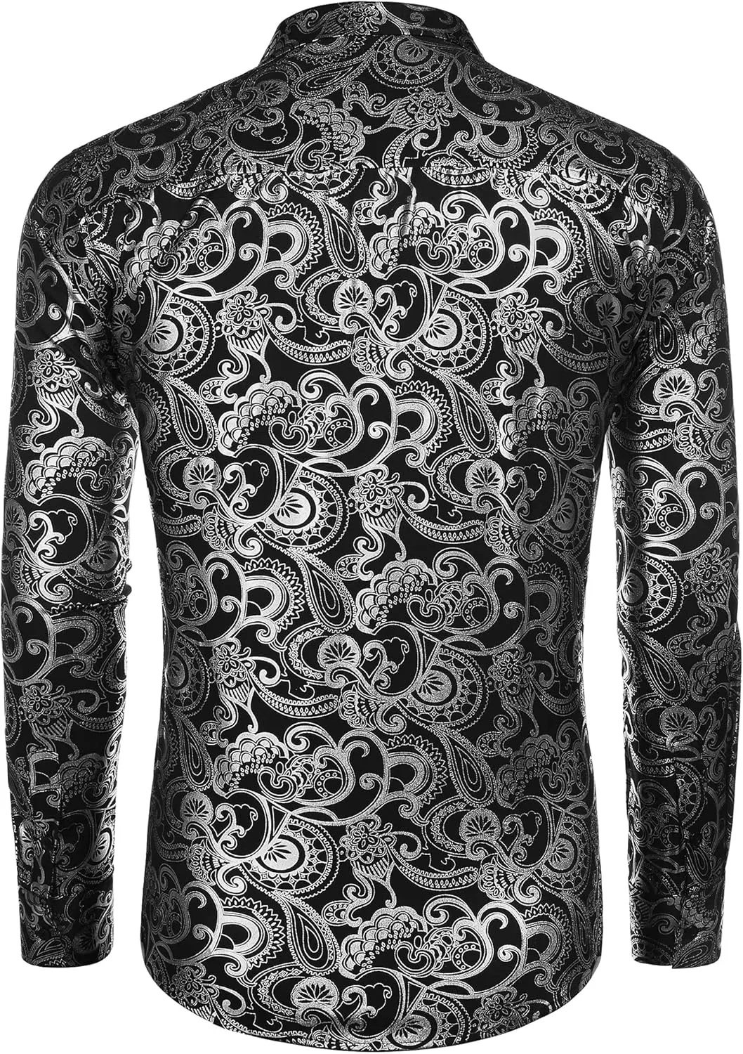 COOFANDY Men's Rose Shiny Shirt Luxury Flowered Printed Button Down Shirt
