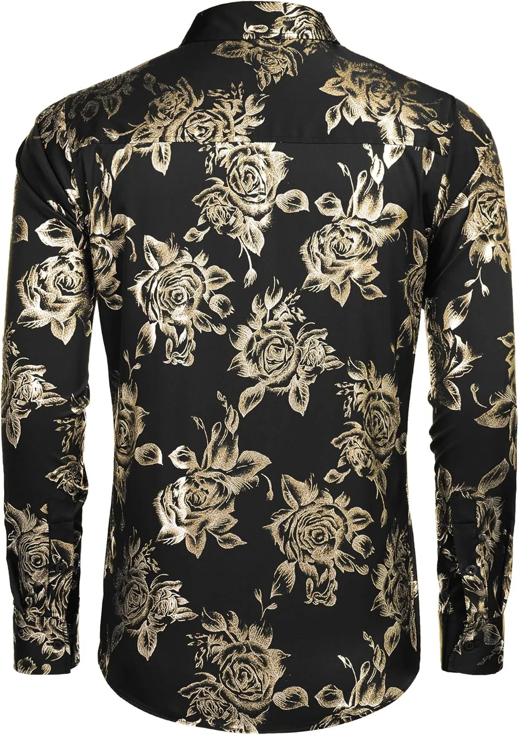 COOFANDY Men's Rose Shiny Shirt Luxury Flowered Printed Button Down Shirt