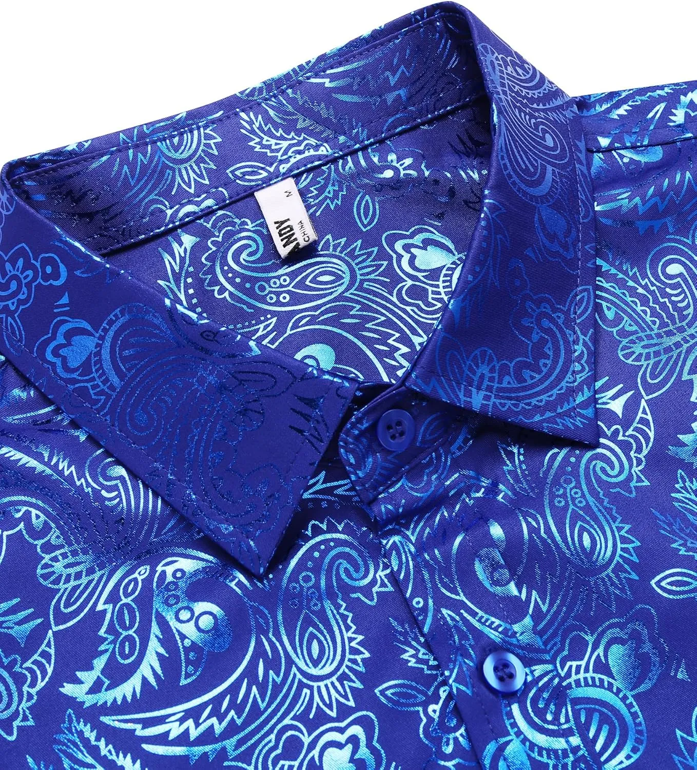 COOFANDY Men's Rose Shiny Shirt Luxury Flowered Printed Button Down Shirt