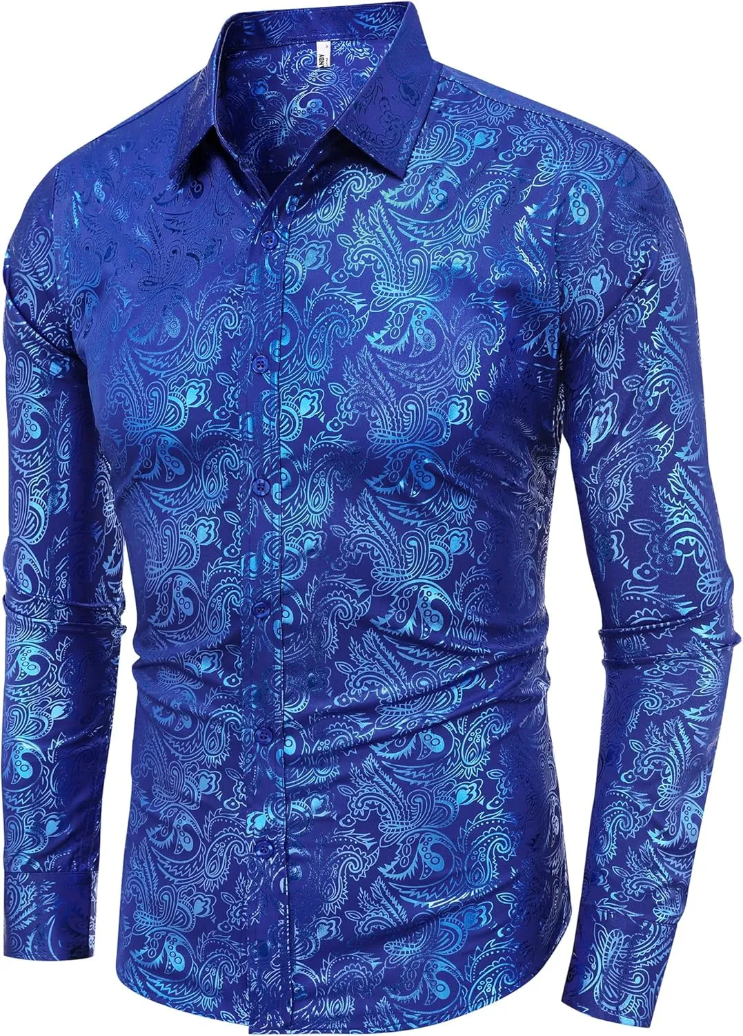 COOFANDY Men's Rose Shiny Shirt Luxury Flowered Printed Button Down Shirt
