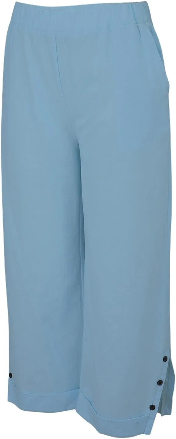 Cotton Linen Pants for Women Elastic High Waist Straight Leg Lounge Pants Summer Casual Slacks Trousers with Pockets