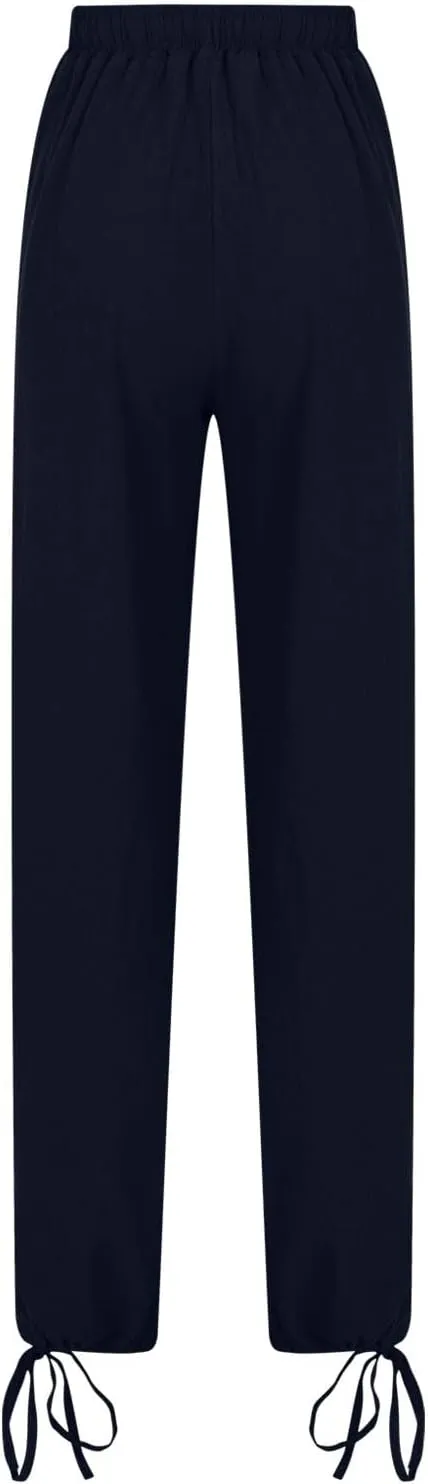 Cotton Linen Pants for Women Summer High Waist Wide Leg Pants Casual Elastic Waist Palazzo Pant Trendy Beach Trousers