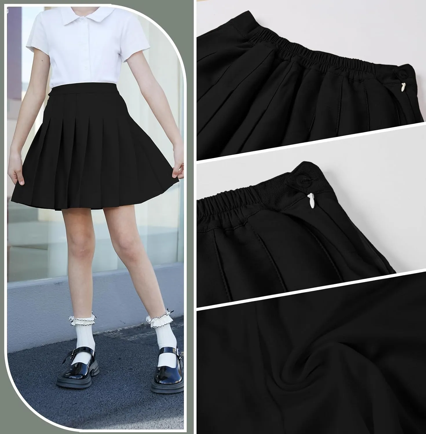 Cromoncent Girls Womens Pleated Mini Skirt Short High Waist School Uniform, 2Years - 4XL
