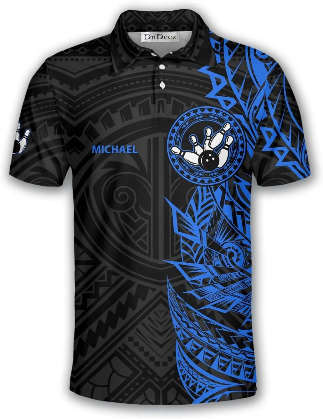 Custom Bowling Shirt, Bowling Team Polo Shirt Tribal Pattern, Sizes: S-5XL