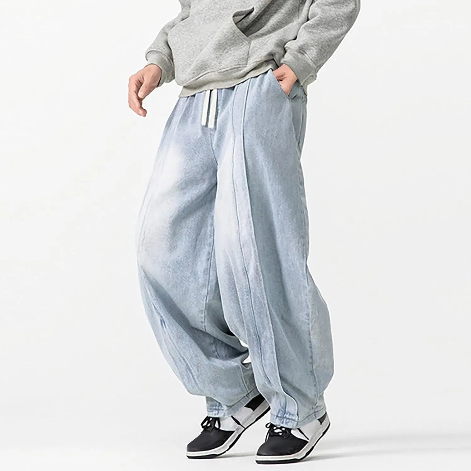 Denim Pants for Mens Fall Summer Vintage Harem Western Flare Wide Leg Pants Man 2025 Fashion