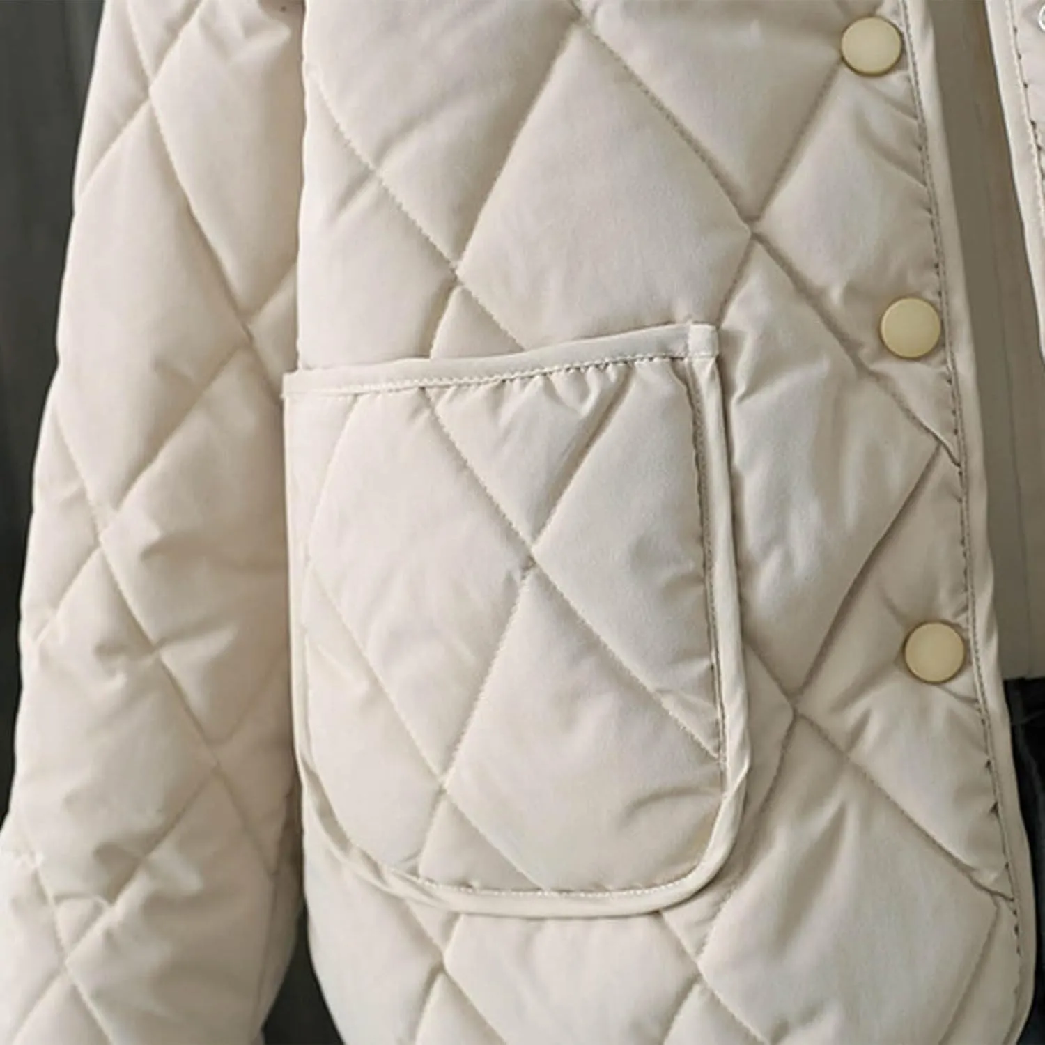Diamond Collarless Lightweight Quilted Short Cotton Padded Jacket Insulated Jackets Womens Coat