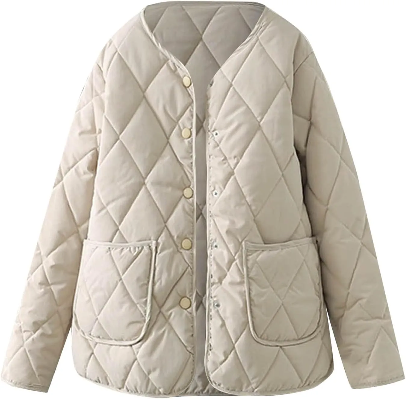 Diamond Collarless Lightweight Quilted Short Cotton Padded Jacket Insulated Jackets Womens Coat