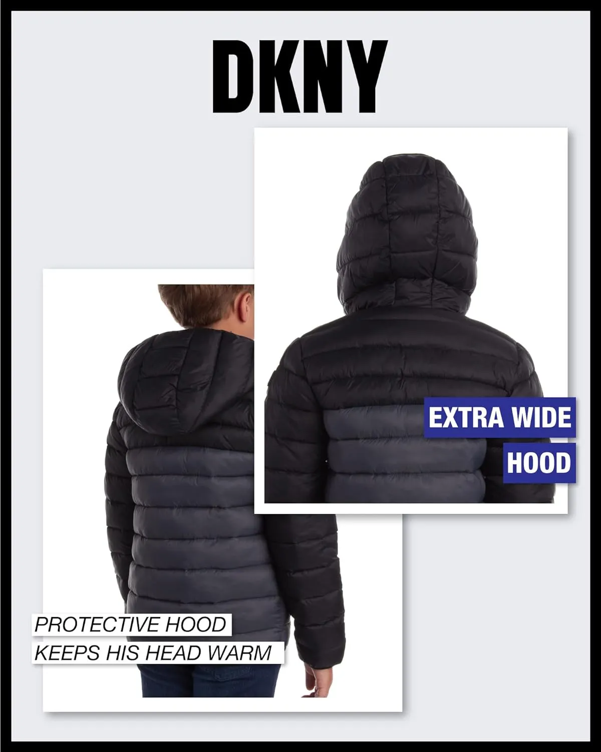 DKNY Boys Jacket  Midweight Insulated Quilted Outerwear Parka Puffer Coat  Water Resistant Boys Winter Hooded Jacket (8-20)