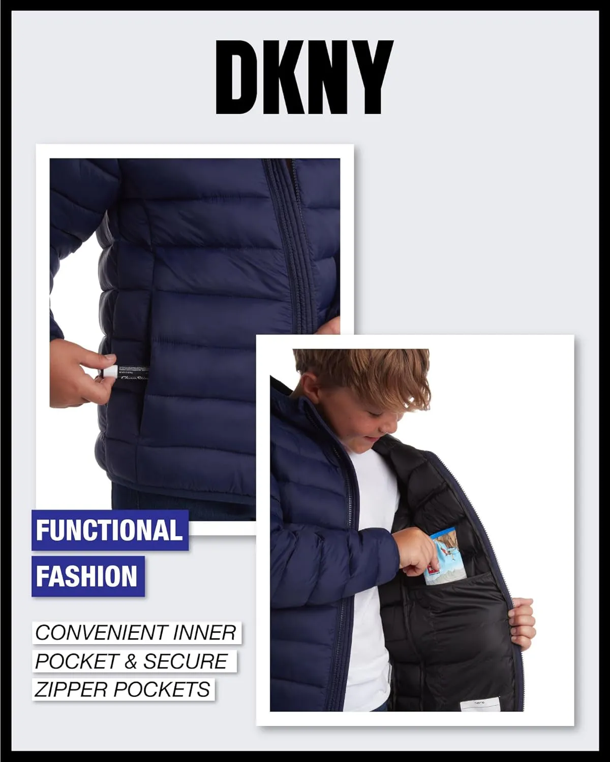 DKNY Boys Jacket  Midweight Insulated Quilted Outerwear Parka Puffer Coat  Water Resistant Boys Winter Hooded Jacket (8-20)