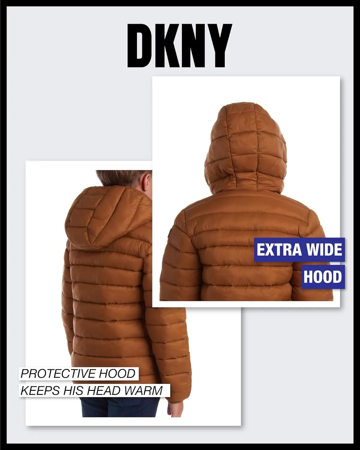 DKNY Boys Jacket  Midweight Insulated Quilted Outerwear Parka Puffer Coat  Water Resistant Boys Winter Hooded Jacket (8-20)