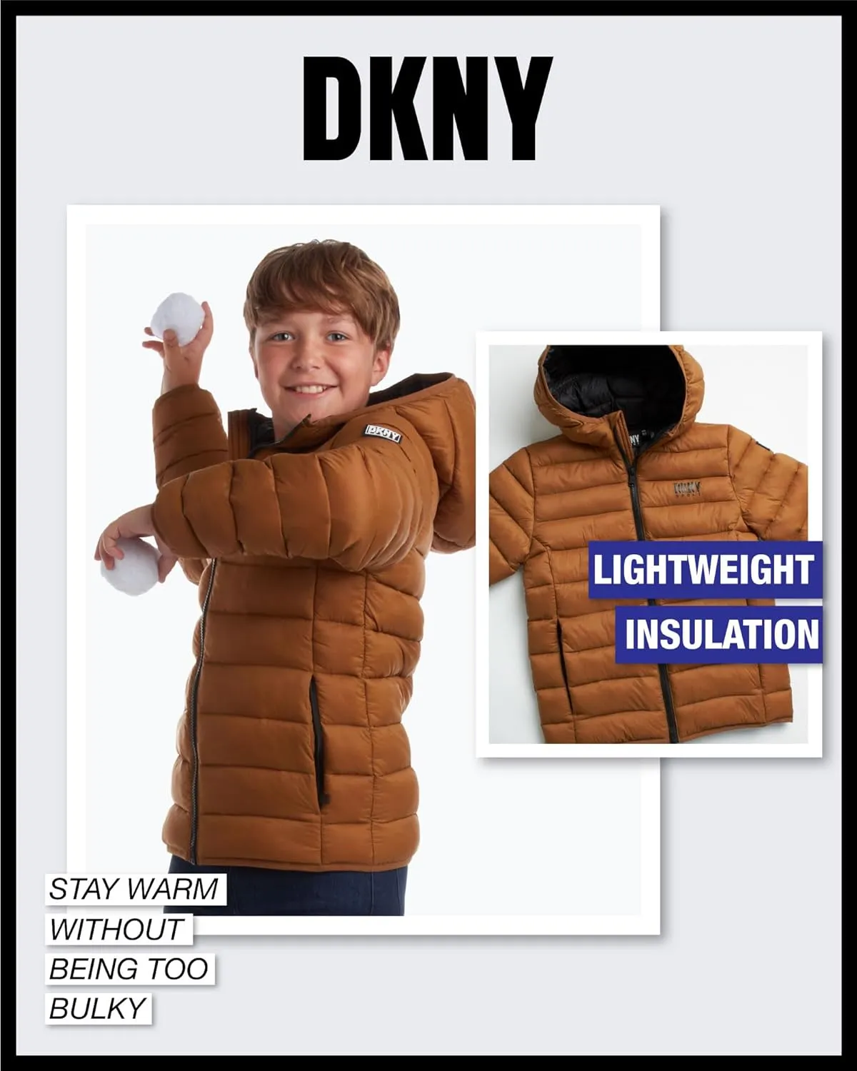 DKNY Boys Jacket  Midweight Insulated Quilted Outerwear Parka Puffer Coat  Water Resistant Boys Winter Hooded Jacket (8-20)