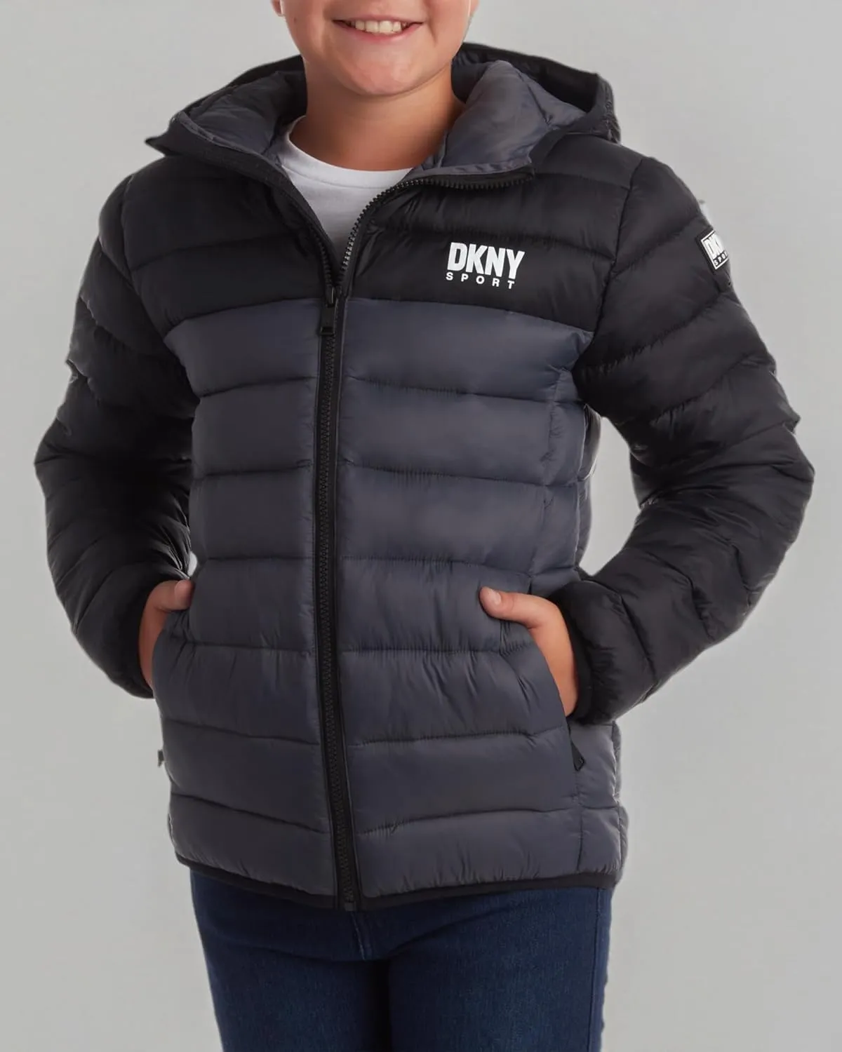 DKNY Boys Jacket  Midweight Insulated Quilted Outerwear Parka Puffer Coat  Water Resistant Boys Winter Hooded Jacket (8-20)
