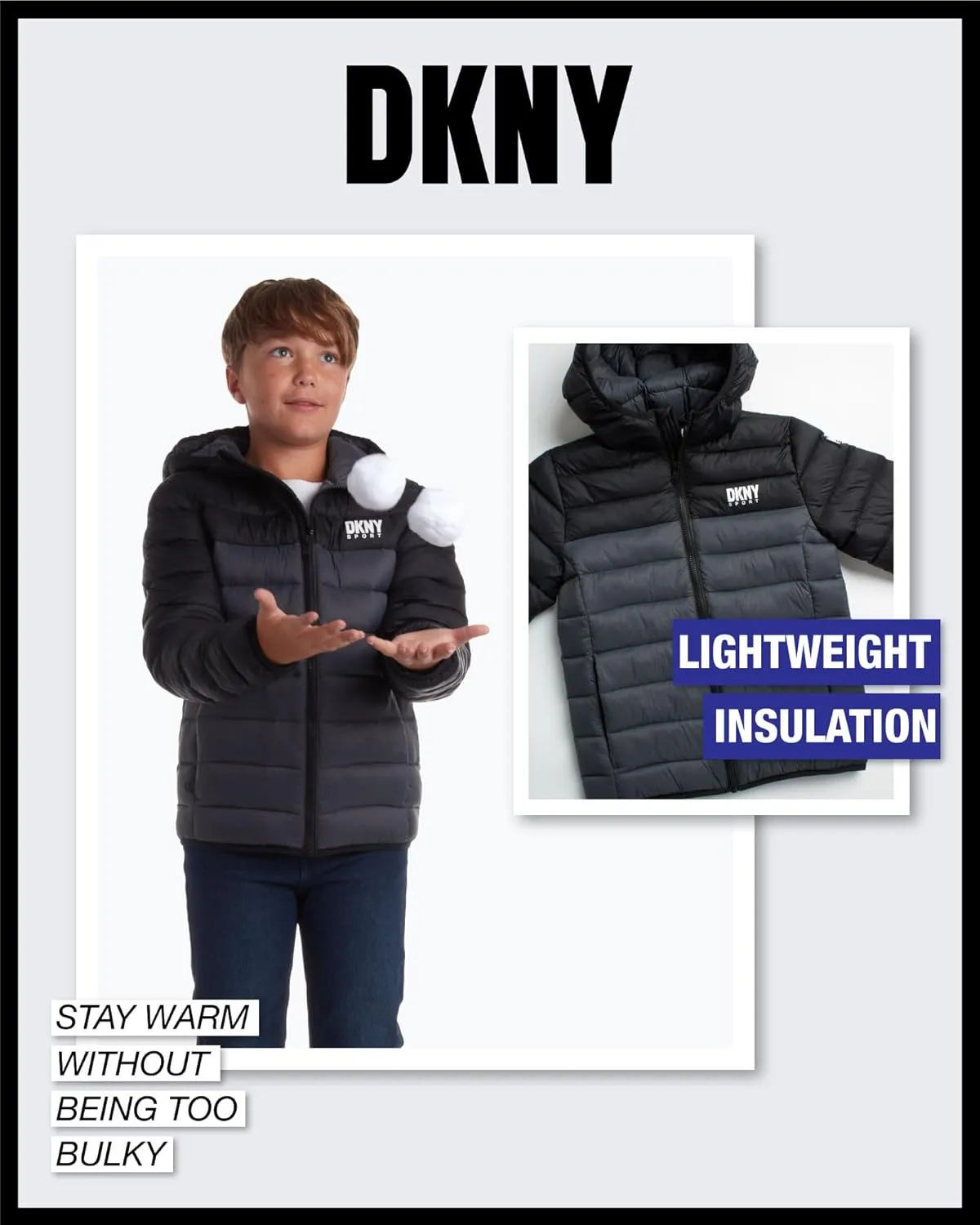 DKNY Boys Jacket  Midweight Insulated Quilted Outerwear Parka Puffer Coat  Water Resistant Boys Winter Hooded Jacket (8-20)