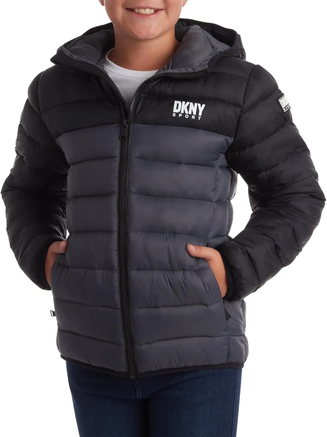 DKNY Boys Jacket  Midweight Insulated Quilted Outerwear Parka Puffer Coat  Water Resistant Boys Winter Hooded Jacket (8-20)