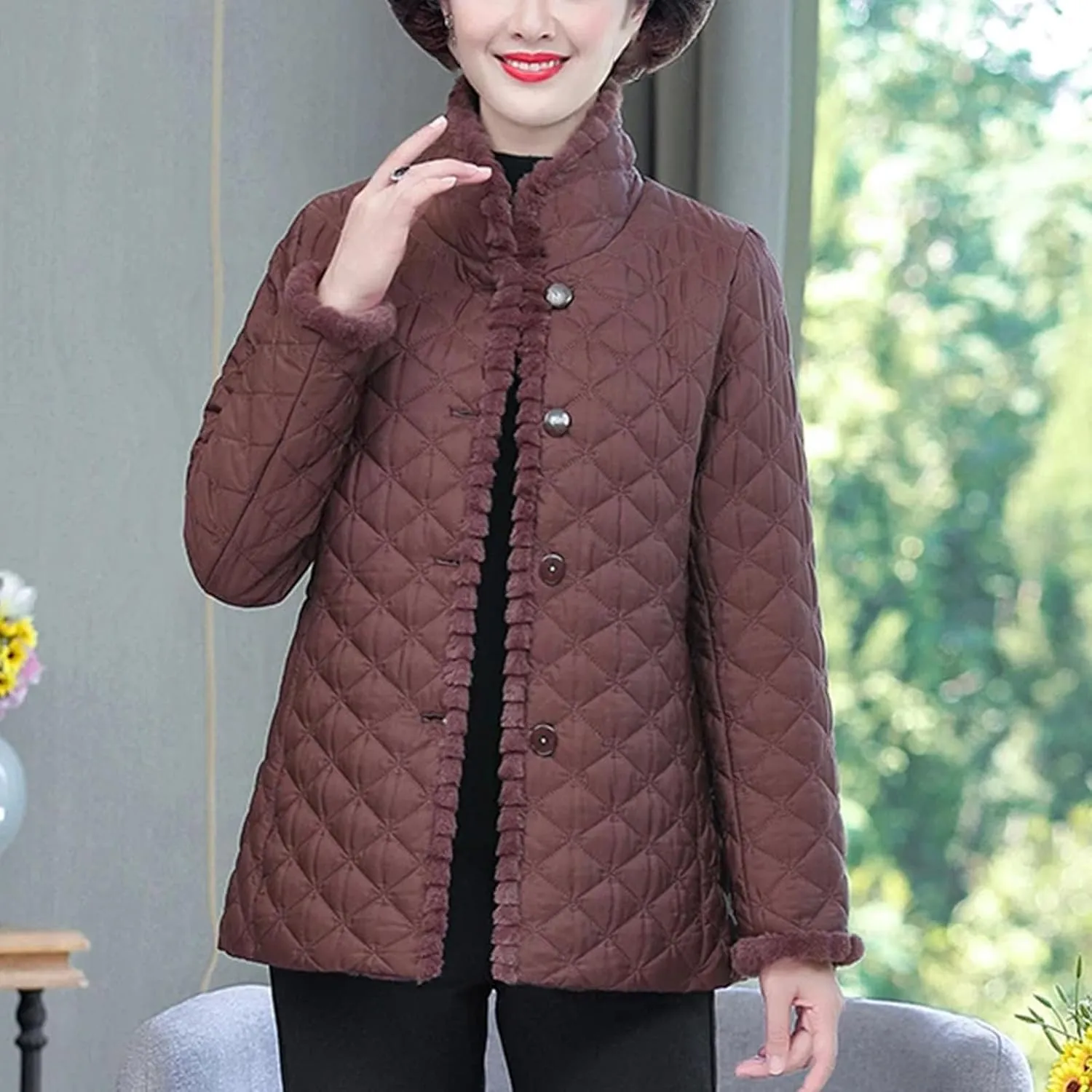 Down cotton Padded Coat lapel Quilted Jacket Women's Coats Winter Plus Velvet Thick Warm Outwear Mother dress