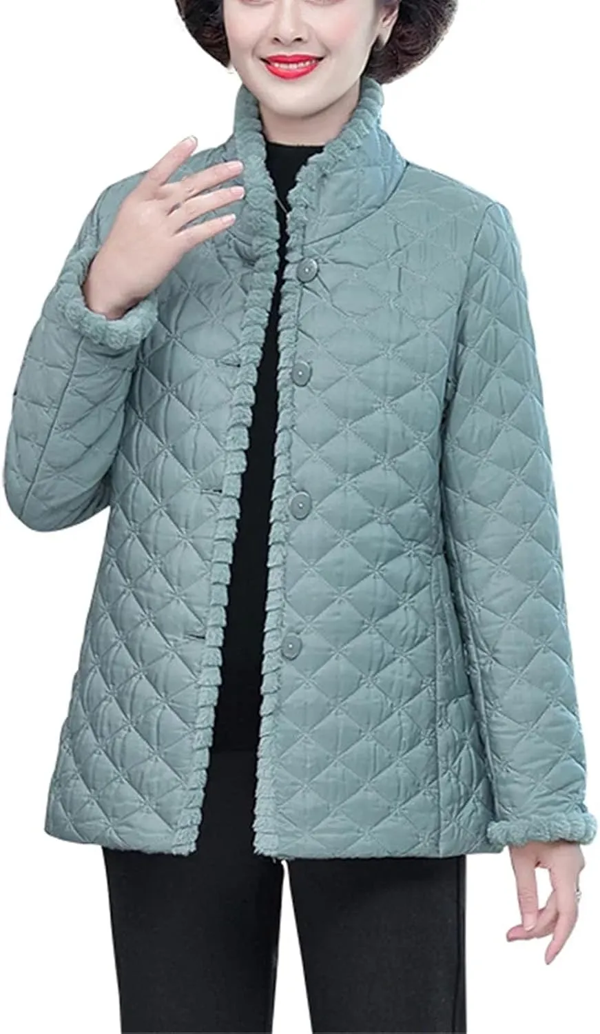 Down cotton Padded Coat lapel Quilted Jacket Women's Coats Winter Plus Velvet Thick Warm Outwear Mother dress
