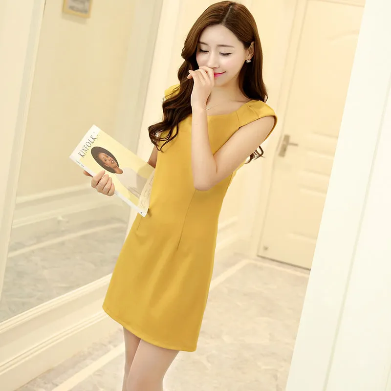 Dress Korean Slim Look Hip Flattering Mid-Length Sleeveless Dress