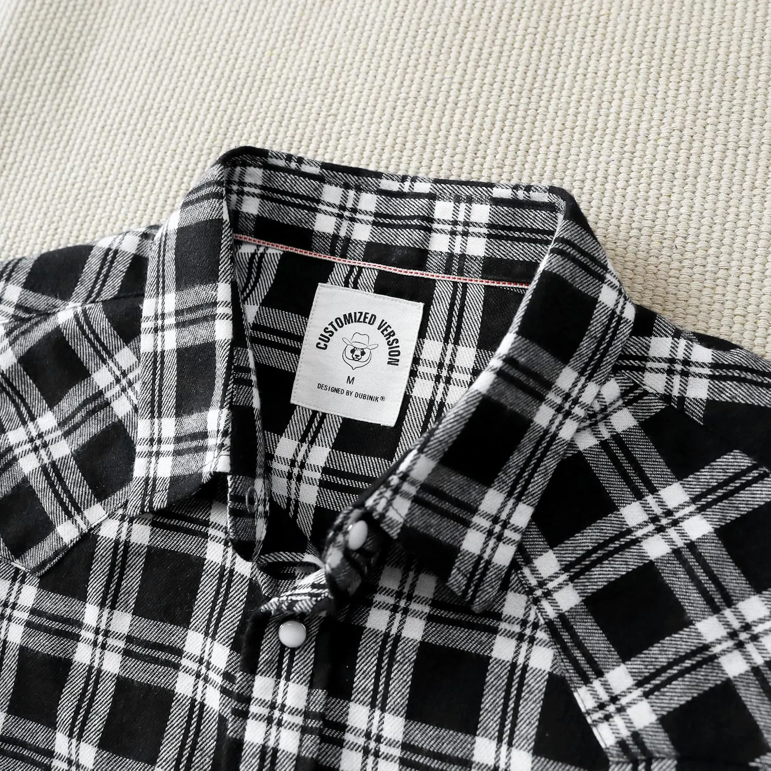 Dubinik Flannel Shirt for Men Western Cowboy Pearl Snap Shirts for Men Long Sleeve Vintage Buttons Down Plaid Shirt