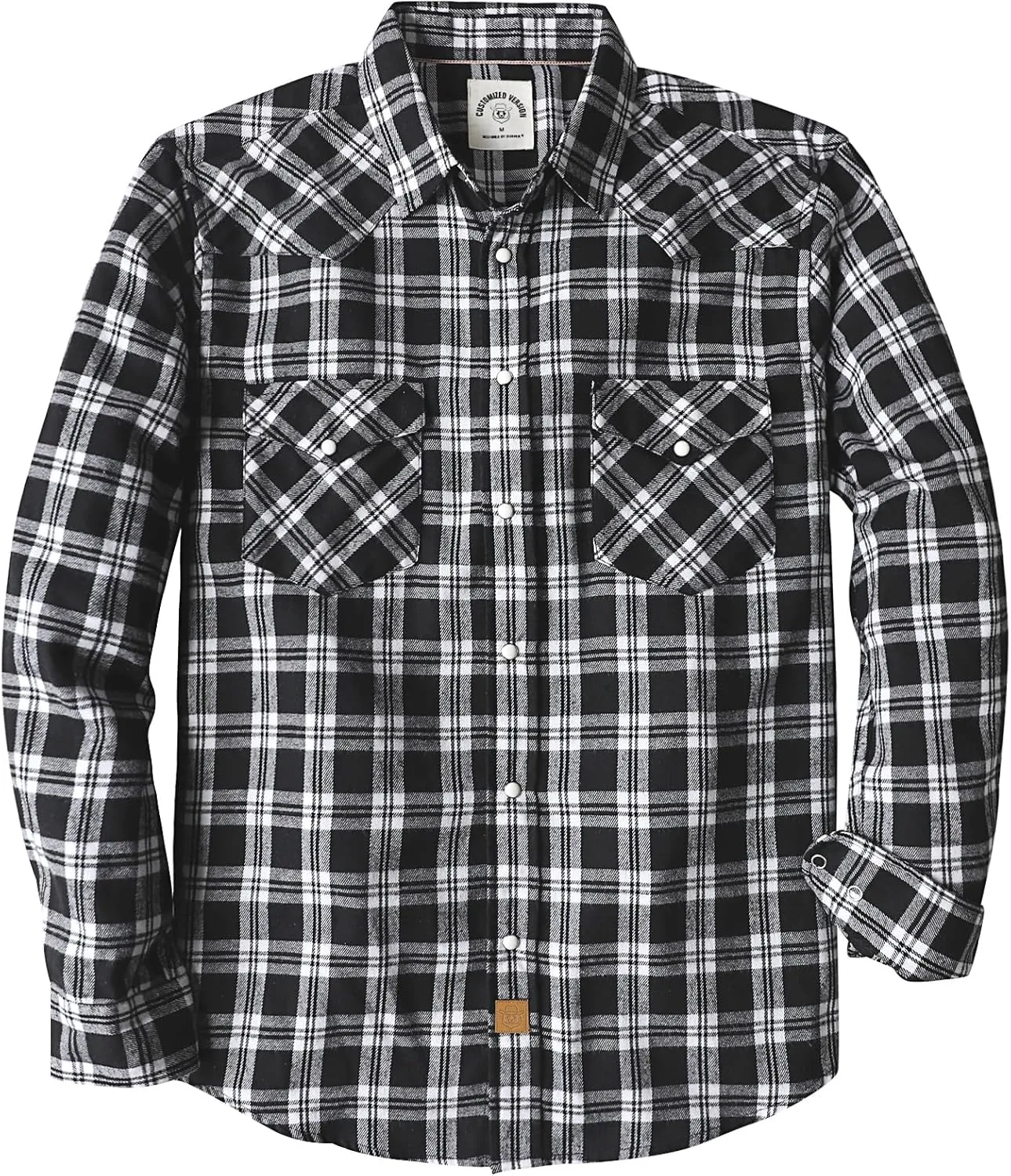 Dubinik Flannel Shirt for Men Western Cowboy Pearl Snap Shirts for Men Long Sleeve Vintage Buttons Down Plaid Shirt