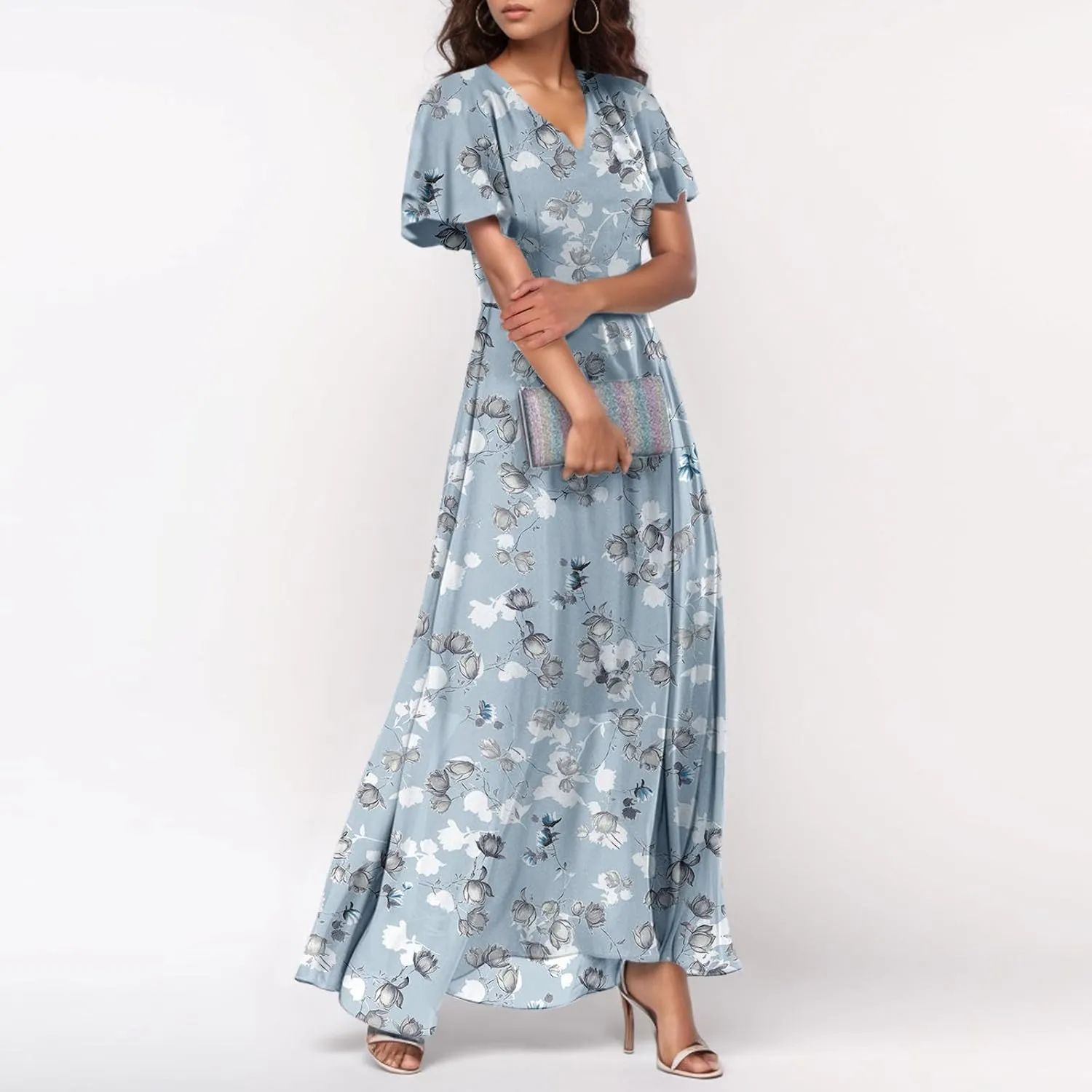 Easter Dress for Women Swing Flowy Ruffle Hem Swing Womens Dresses Chiffon Dress Summer Dresses