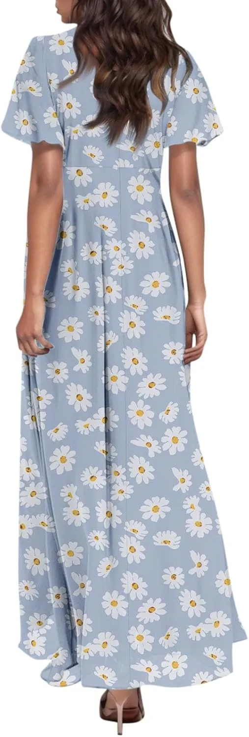 Easter Dress for Women Swing Flowy Ruffle Hem Swing Womens Dresses Chiffon Dress Summer Dresses