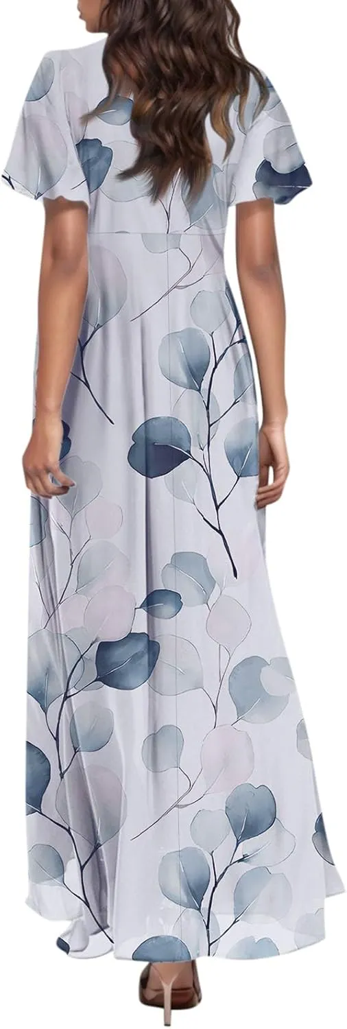 Easter Dress for Women Swing Flowy Ruffle Hem Swing Womens Dresses Chiffon Dress Summer Dresses