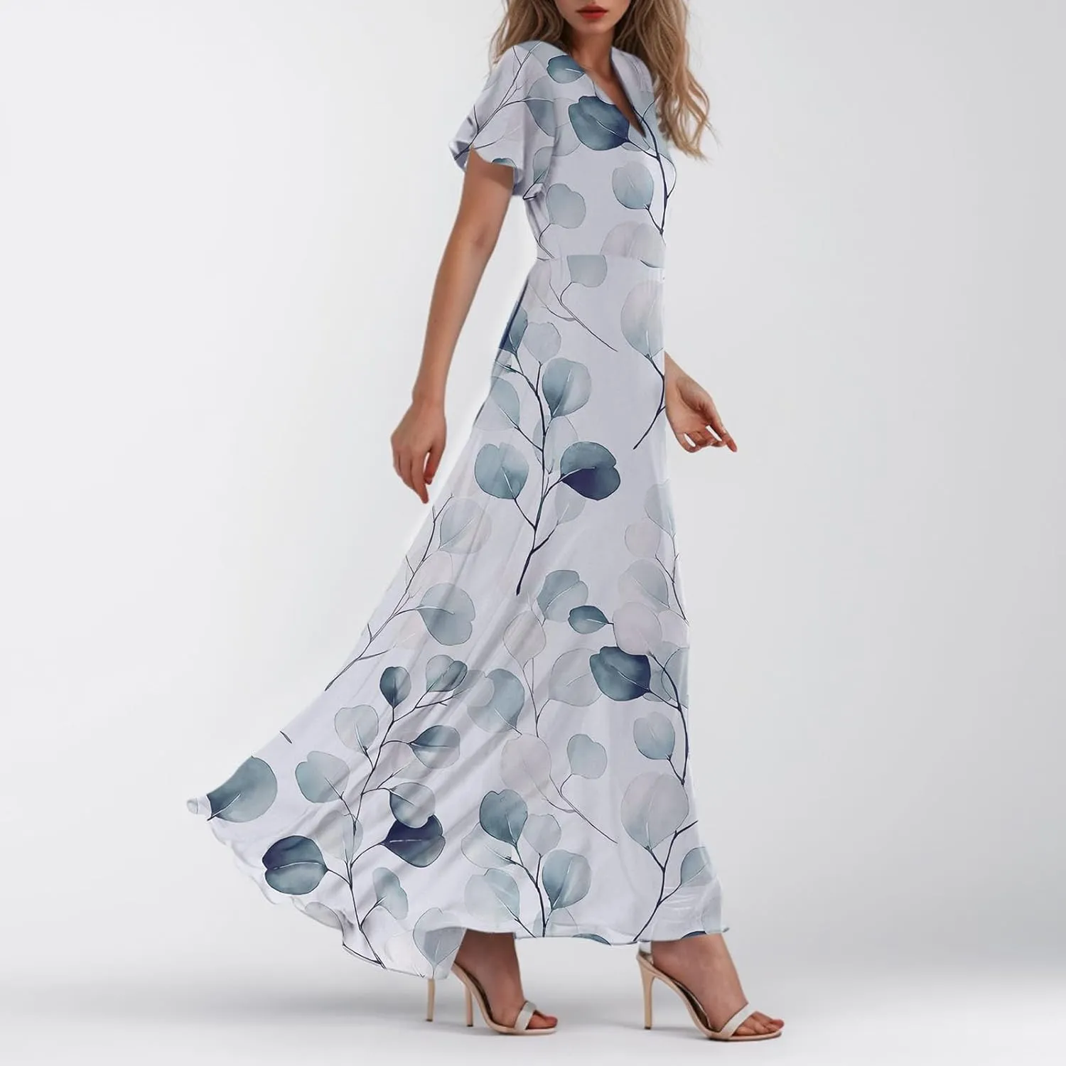 Easter Dress for Women Swing Flowy Ruffle Hem Swing Womens Dresses Chiffon Dress Summer Dresses