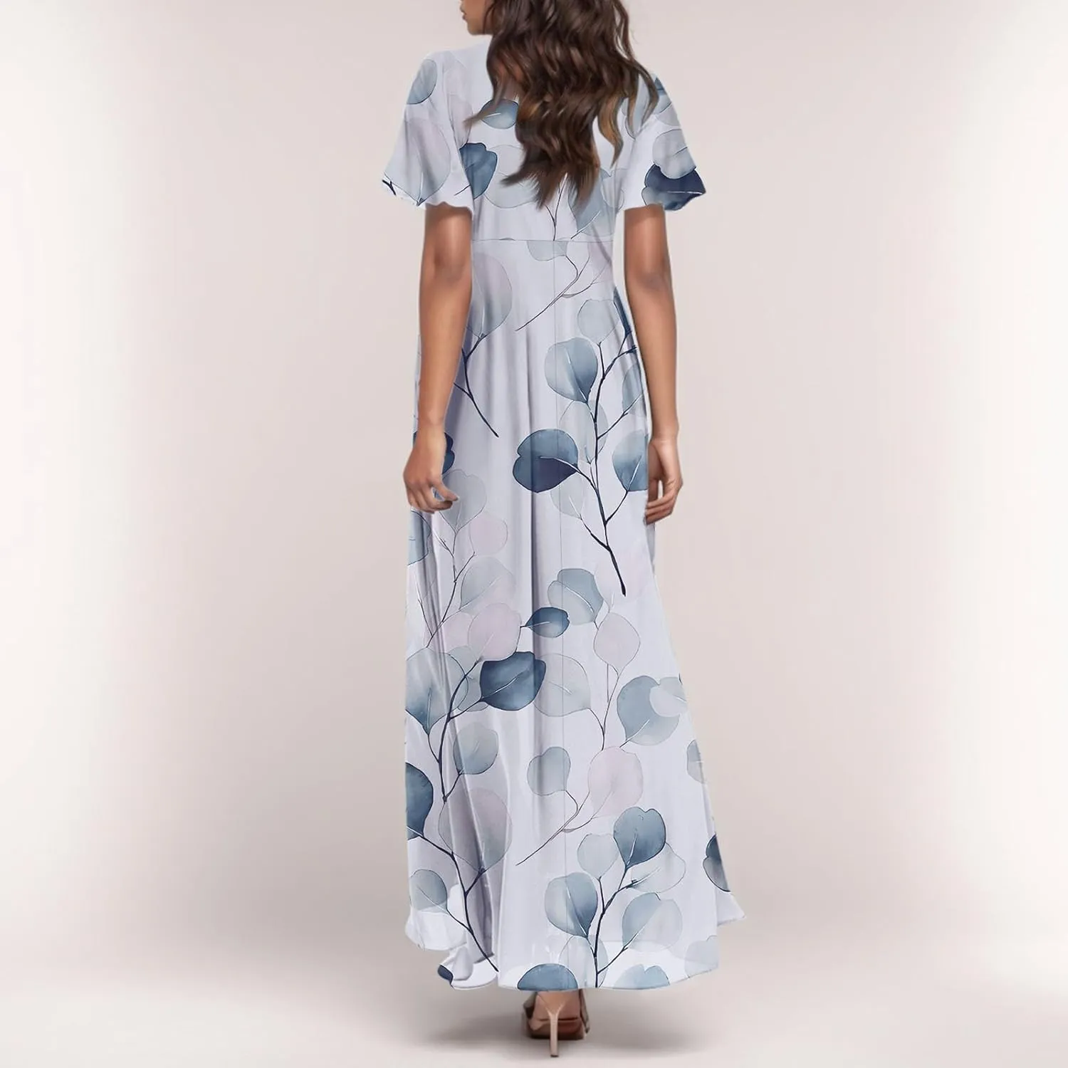 Easter Dress for Women Swing Flowy Ruffle Hem Swing Womens Dresses Chiffon Dress Summer Dresses
